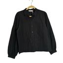 Everlane NWT  Black Organic Cotton Girlfriend Button Up Long Sleeve Shirt Size 4 Photo 0