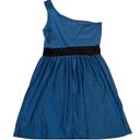 Bebop Womens One Shoulder Dress Short Empire Waist Blue Black Stretchy Large Photo 3