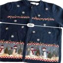 Croft & Barrow Ugly Christmas Sweater Vintage Large CROFT BARROW‎ Snowman  Blue Zip Photo 10