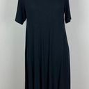 American Eagle  Dress Small Black A-Line Open Back Ribbed Short Sleeve Mock Neck‎ Photo 13