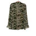 Ariat  Button Down Chiffon Sheer Long Sleeve Green Camo Top XXL Photo 2