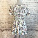 Torrid  Tiered White Floral Blouse Short Sleeve Bubble Stretchy Rayon Flowy 1 Photo 3