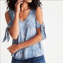 American Eagle  Outfitters AEO Tie Dye Cold Shoulder Blue Tank Top XS Photo 19