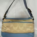 Coach Blue & Tan Legacy Double Pockets Turn Lock Satchel Canvas & Leather #13102 Photo 1