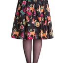 Hell Bunny  Hermeline Flare Pleated Floral Animal Skirt Size Medium‎ Black Retro Photo 3