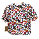 Vans  Daisy Stacked Colorful Retro Short Sleeve Button Down Top Size Small Photo 1