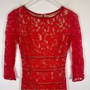 Ruby ERIN Erin Fetherston Lace 3/4 Sleeve Dress,  Red Ling Sleeve Size 0 Photo 3