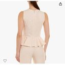 Rebecca Taylor  Textured Stripe Peplum Top, Creme size 6 Photo 1