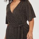 Torrid  Black Gold Glitter Knit Surplice Belted Cropped Jumpsuit Romper 1X Photo 2