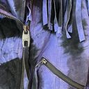 Miss Sixty Vintage  60 Tie Dye Purple Black Leather Suede Fringe Cropped Jacket Photo 6