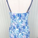 Metro Vintage Y2K  Style Stretch Denim Buckle Tank Blue Purple Printed Scarf Top Photo 6