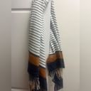 Abercrombie & Fitch  Blue Stripe Fringed Blanket Scarf Photo 6