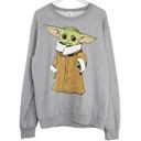 Star Wars  Baby Yoda Mandalorian Gray Crewneck Sweatshirt Small Unisex Photo 0