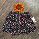 Unique Vintage NWT  Black Ditsy Floral Print Elastic Banded Skort MEDIUM Photo 1