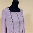 Ro & De 5/$20  Mauve Pink Long Bishop Sleeve Embroidered Inset Blouse Top Size XS Photo 3