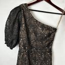 Dress the Population  size XS One Shoulder Cocktail Dress black shimmer & beige Photo 2