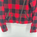 Dee Elle  Vintage Red Buffalo Plaid Sherpa moto Jacket angle zip Medium Photo 8