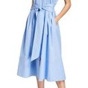 Natori  Cotton Poplin Belted Shirt Dress Midi Length Sky Blue Size S Photo 0