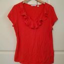 Isaac Mizrahi  Live Red Ruffle Shirt Blouse Photo 0