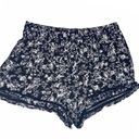 Full Tilt ꕥ Floral Window Pane Lace Trim Short ꕥ Black with White Print ꕥ Size M Photo 7