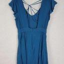 BCBGeneration  Womens Dress Size 0 Blue Flutter Sleeve Strappy Open Back Mini Photo 8