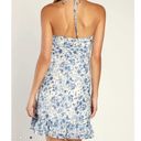 Lulus NEW  Stunning Shine White Blue Floral Print Halter Mini Dress XS NWT Photo 6