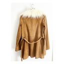 Paige  Kairo Suede Leather Penny Lane Faux Fur Jacket Light Camel Tan Small Photo 4