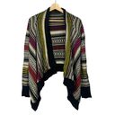 FATE. Boutique Black Red & Yellow Stripe Knit Cropped Waterfall Cardigan M Photo 0