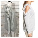 Caslon  Ruffle Trim Cold Shoulder Sweatshirt - Gray - Small Photo 2