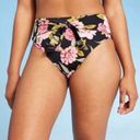 Shade & Shore Floral Tie Black Bikini Bottoms Photo 0