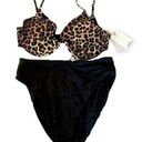 Good American NWT  Leopard Bikini Top with Black Bottom - Size 4(XL) Photo 0