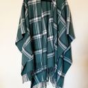 Lane Bryant Green Plaid Fringe Flannel Wrap Poncho Photo 3