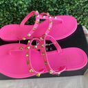 Nicole Miller BNIB -  Hot Pink Jelly Sandals W/ Gold Studs | US7 EU38 Photo 4