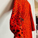 Hunter Bell  Orange Black Animal Print Lawton Polka Dot Ruched Midi Dress Size 6 Photo 7