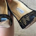 Jimmy Choo  39.5 Anouk Flocked Black Leather Pointed Toe Gold Studs Heel Stiletto Photo 7