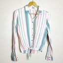 Roxy SALE!  Striped Collared Tie Bottom Shirt Size M EUC Photo 0