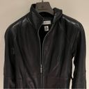 Preston & York Preston & Young Petites Black Lamb Leather Long Line Chic Jacket Size PM Photo 2