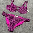 Jessica Simpson NEW  Pink Magenta Snake Print Ribbed Bikini Set Underwire Top Photo 0