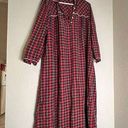 L.L.Bean  Womens M  Plaid Red Flannel 100% Cotton Nightgown Cozy Vintage Button Photo 0