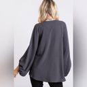 JODIFL  Charcoal Long Sleeve V-Neck Top W/ Bubble Sleeves Gray Size Small Photo 7