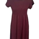 Eileen Fisher  Knit Wool Dress Empire Waist Burgundy Mini Short Sleeves Womens S Photo 0