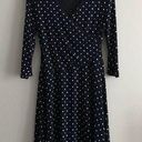 Garnet Hill  Polka Dots Faux Wrap Midi Dress Lined Long Sleeve‎ Black Wome… Photo 0