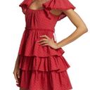 Cinq à Sept Cinq a Sept NWT Marcia Tiered Mini Dress Red Ruffle Eyelet Laceup Cotton Sz 4 Photo 1