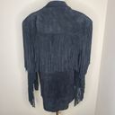 Winlit Vintage‎ 90s Black Fringe Suede Mid Length Leather Jacket Coat Size M Size M Photo 5