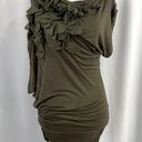 Lucy Paris New Lucy & Co Petal One Shoulder Dolman Tunic Embellished Mini Dress Green M/L Photo 2