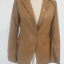 Laundry by Shelli Segal  Women's Brown Faux Leather Blazer Jacket S Photo 2