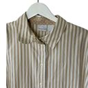 kim rogers  Tan & White Stripe Button Up Top Women's 16 Cuff Hems Photo 3