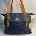 Tommy Hilfiger  Shoulder Bag/Tote in Navy Leather & Cream Striped Fabric, EUC Photo 0