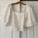 Free People  Bell Sleeve Square Neck Smocked White Top Photo 3