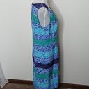 Kathie Lee Collection blue multi pattern midi tank dress size 10 Photo 7